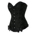 thumbnail image 3 of UAYOTSE Tummy Control Strapless Sexy Corset Top for Women Bustier Overbust Satin Floral Lace Up,Black S, 3 of 4