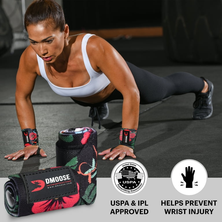 DMoose Fitness Wrist Wraps for Weightlifting Thumb Loops with Wrist Support Aloha Black