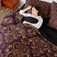 thumbnail image 4 of Homewish Vintage Baroque Floral 7-Piece Twin Bedding Sets,Damask Victorian Bedding Comforter Set,Gold Purple Sheet Sets For Adults,Microfiber Bedroom Decor Reversible, 4 of 8