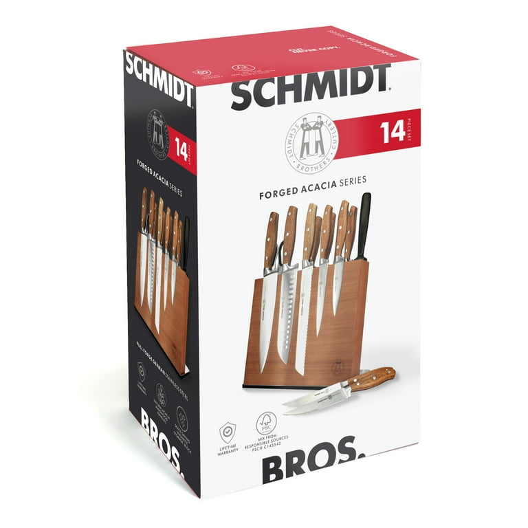 Schmidt Brothers® Cutlery 14-Piece Acacia Forged Stainless Steel