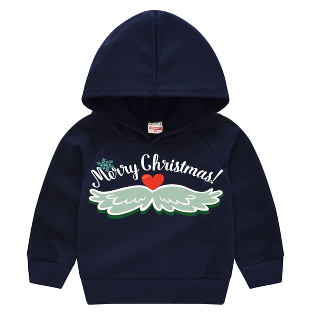 Sudadera Para Niños Pequeños Jersey Estampado Para Niños Suéter Para Niños Y Niñas Chaqueta De Papá Noel Sudadera Navideña De Manga Larga Azul Marino Odeerbi LM103-1161