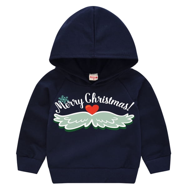 Sudadera Para Niños Pequeños Jersey Estampado Para Niños Suéter Para Niños Y Niñas Chaqueta De Papá Noel Sudadera Navideña De Manga Larga Azul Marino Odeerbi LM103-1159