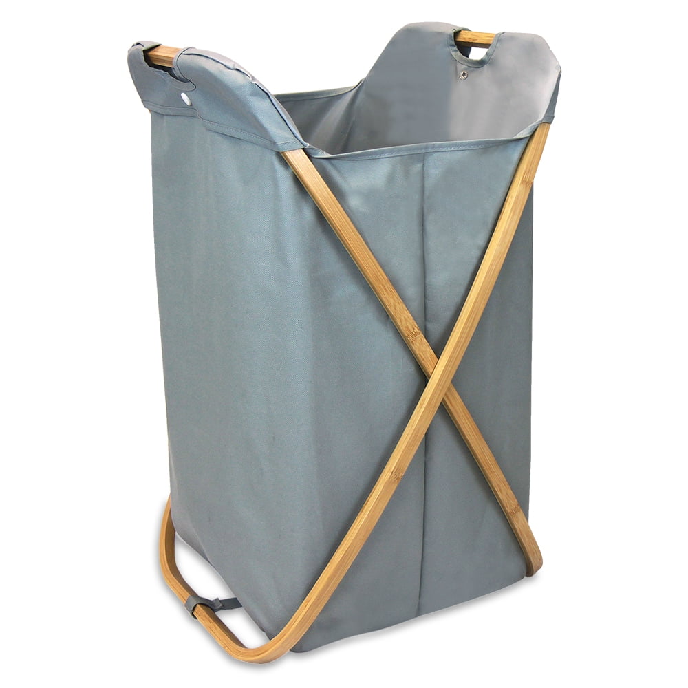 Oceanstar Bamboo Folding XFrame Laundry Hamper Sorter