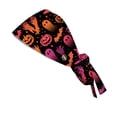 thumbnail image 4 of Voska Women's Halloween Printed Ponytail Scrub Cap Cotton Adjustable Work Hat Salon Spa Nursing Housework Full Coverage Cap Purple one size, 4 of 6