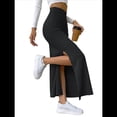 thumbnail image 3 of Faldas Tubo de Punto Ajustadas para Mujer, Falda Midi de Cintura Alta con Abertura Elástica Negro XL, 3 of 8