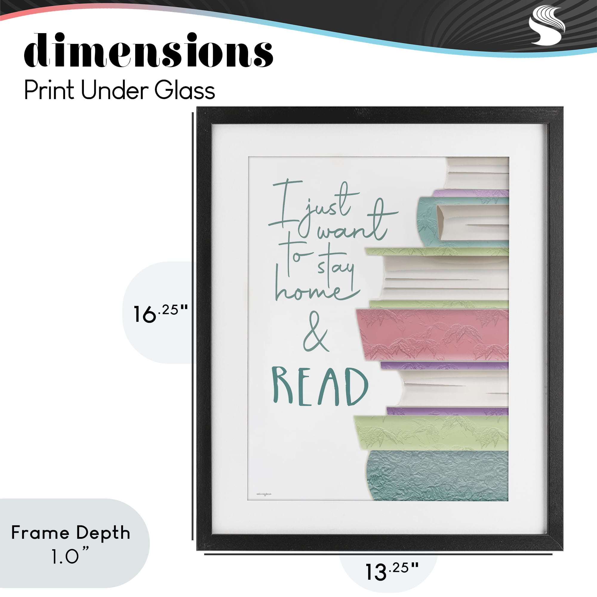 Stupell Industries Stay Home & Read Black Framed Print Under Glass, design by Seven Trees Design