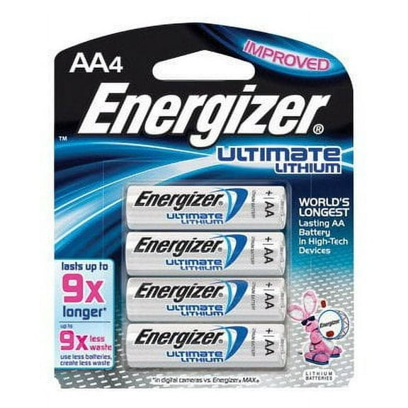 Energizer Ultimate e2 1.5 Volt AA Cylindrical Lithium Battery (4 Per Card)