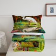 thumbnail image 4 of YST Ensemble de Douillette Grand à Couronnes Rouges Grues Ensemble de Literie Oiseau Blanc, Couette en Duvet Animal de Dessin Animé Ensemble de Housse de Couette Feuille de Lotus Verte Douillette Matelassée Aquarelle Abstraite Décoration de Chambre pour Enfants Garçons Filles, 4 of 5