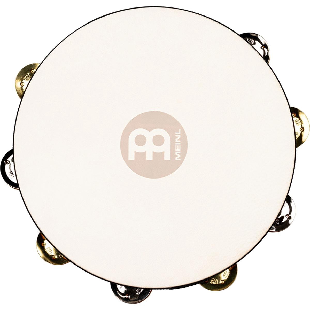 Meinl 10" Recording Combo Goat Skin Wood Tambourine with Double Row Jingles, Super Natural