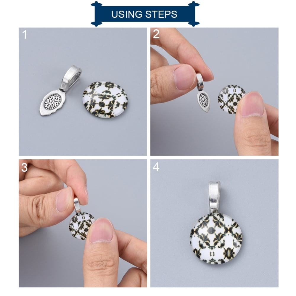 Tibetan style Alloy Glue-on Flat Pad Bails Cadmium Free & Nickel Free & Lead Free Antique Silver 26x8x7mm Hole: 5x8mm