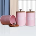 thumbnail image 3 of 3x Food Storage Jar, Pink Food Storage Can With Seal Bamboo Lid -modern Storage Canister For Serving Tea,coffee,spice And, 3 of 5