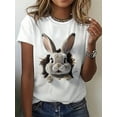 thumbnail image 1 of Camiseta de algodón extragrande para mujer: Top suave de manga corta con cuello redondo y estampados abstractos, 1 pieza, camiseta informal, 1 of 6
