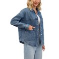 thumbnail image 4 of CHAQUETA Casual de Mujer INSPIRE CHIC de Mezclilla con Cuello Plano y Manga Larga, Cierre de Botón y Bolsillos en S Gris Azul, 4 of 6