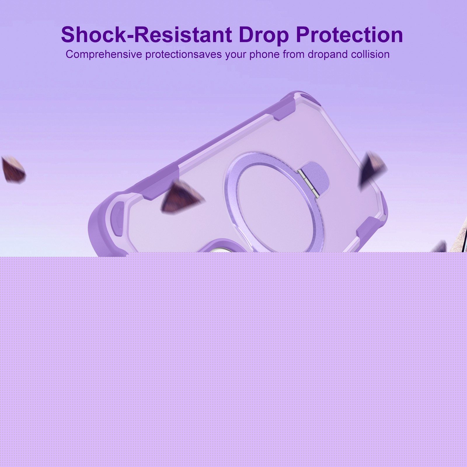 thumbnail image 3 of Allytechgroup Military-Grade Shockproof iPhone 13 Pro Case, MagSafe-Compatible Apple iPhone 13 Pro Cover with Magnetic Back Cover & Built-in Ring Holder Kickstand for Car Mount Case,Purple, 3 of 7