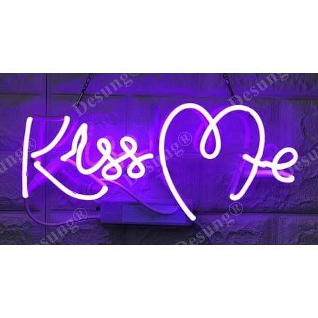 Queen Sense 14" Kiss Me Neon Sign Acrylic Man Cave Handmade Neon Light 114KMP
