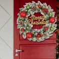 thumbnail image 4 of 16 Inch Artificial Pre-Lit Christmas Wreath, Mixed Pine Decorated Frosted Berries, Pinecones, Holiday Decoration for Front Door, Outdoor, 4 of 6