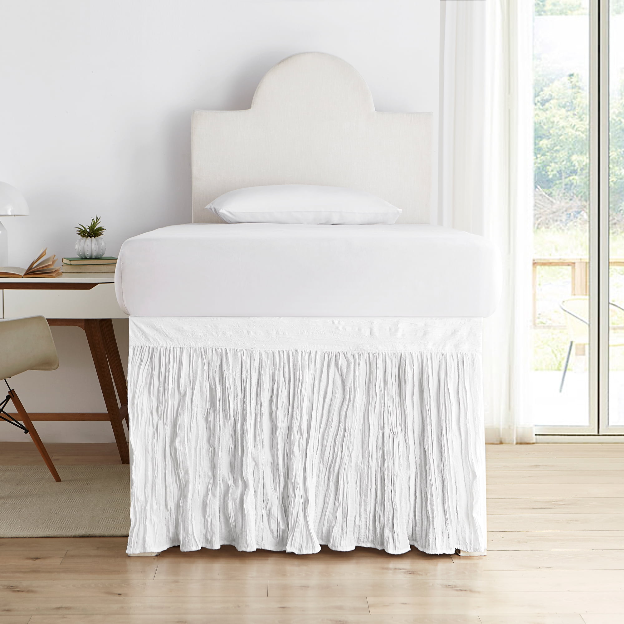 Crinkle Bed Skirt Twin XL - White - Walmart.com - Walmart.com