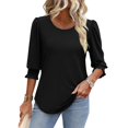 thumbnail image 4 of Women's 2025 Fashion Tops 3/4 Sleeve T-Shirts Cute Crewneck Basic Business Tees Blouses, 4 of 8