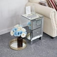thumbnail image 3 of Ktaxon 2-Drawer Mirrored End Table Nightstand Glass Bedside Table Furniture for Bedroom, Living Room, Silver - 11.81"L x 11.81"W x 19.69"H, 3 of 10