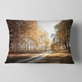 thumbnail image 2 of Designart Straight Road in Fall Birch Grove - Modern Forest Throw Pillow - 12x20, 2 of 5