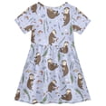 thumbnail image 2 of FORMRS Girls Short Sleeve Dress Summer Casual Round Neck A-line Beach Sundress, Sizes 2T-8T, Purple Otters Pattern, 2 of 8
