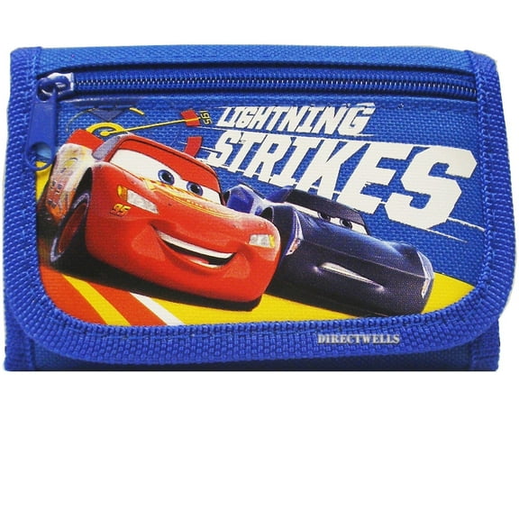Disney Pixar Cars Blazing New Trails Lightning McQueen Trifold Wallet (Blue)