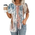 thumbnail image 2 of Womens Summer Tops Floral Print Tunic Blouse Casual Crewneck Short Sleeve Tshirts Pleated Tee Shirt, 2 of 6