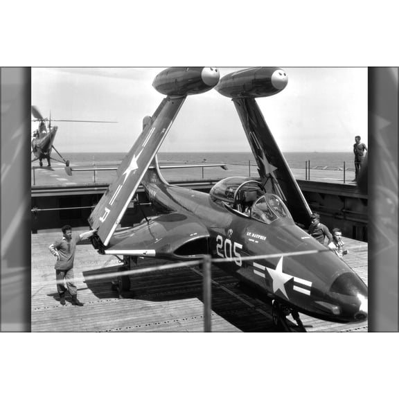 24"x36" Gallery Poster, F2H-2 Banshee fighter, aircraft carrier USS Essex (CV-9) August 1951