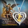 thumbnail image 4 of Midir&Etain St Michael Necklace 925 Sterling Silver Heart Saint Archangel Michael Archangel Protect Us Pendant Catholic Amulet Religious Protection Jewelry Gifts for Women Mom, 4 of 7