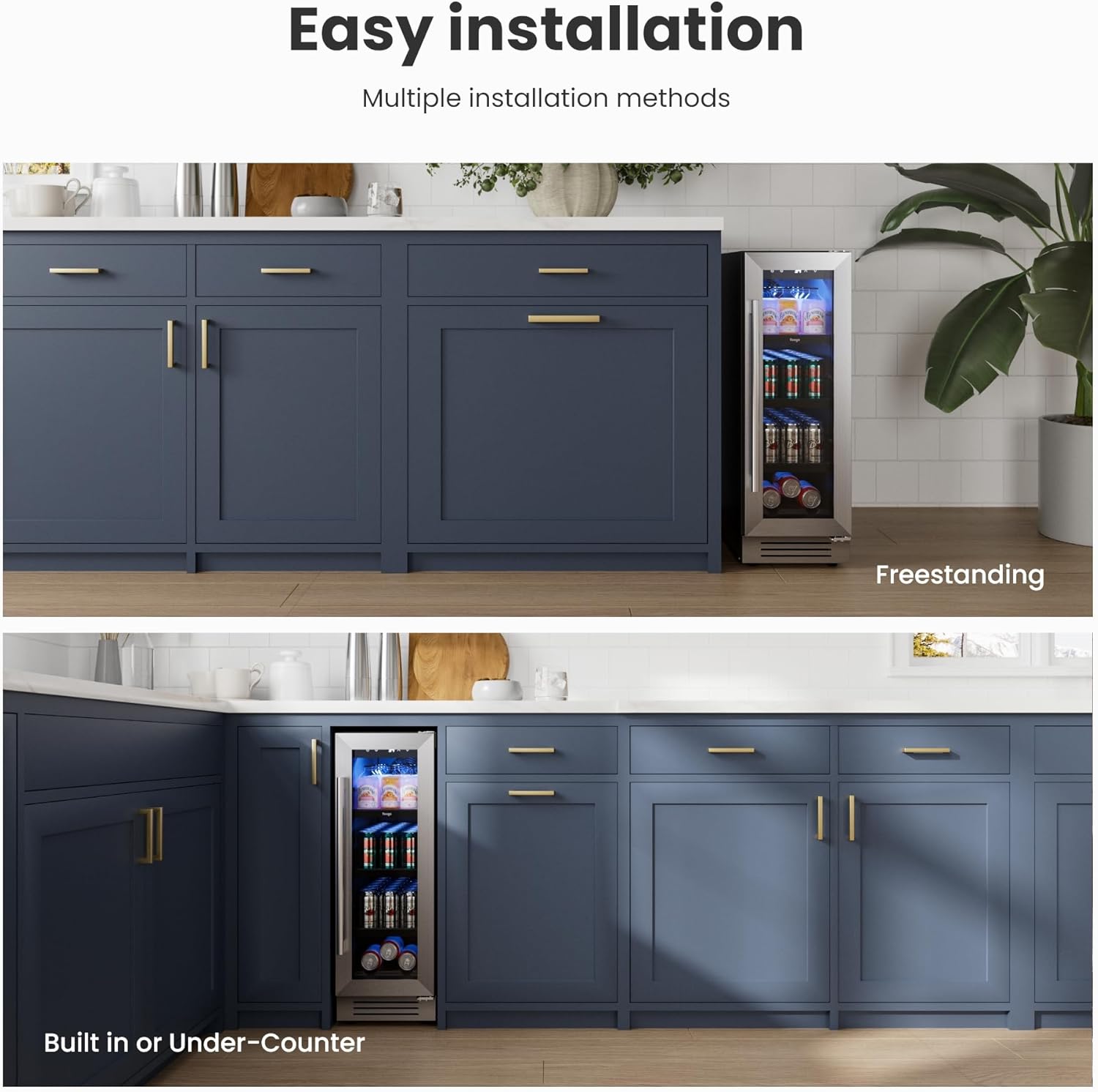 Yeego 60 Can Beverage Refrigerator, 12 Inch Beverage Cooler with Glass Door, Mini-Fridge for Home,Office