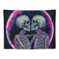 thumbnail image 5 of BCIIG  Skull Tapestry Glow in the Dark Tapestry Kissing Lovers Tapestries Skeleton Neon Trippy Moon Stars Vertical  Wall Hanging Decor for Bedroom Aesthetic  50x40inch, 5 of 6