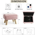 thumbnail image 2 of Storage Ottoman, Small Foot Stool Ottoman with Storage, Boucle Teddy Velvet Foot Rest with Padded Seat, Sturdy Wood Legs Stool for Living Room, Bedroom, Couch, Enterway (Pink), 2 of 14
