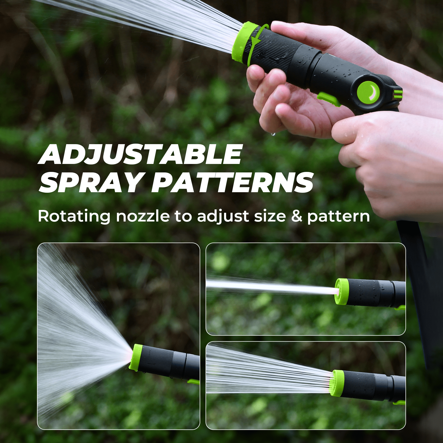 RainPoint Water Hose Nozzles Thumb Control, 3 Detachable Nozzle Total 21-Spray Patterns Garden Sprayer Nozzle with 3/4" Hose Connector for Watering and Cleaning