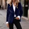 thumbnail image 5 of vdgthytj Blazer for Women Open Front Button Lapel Collar Long Sleeve Velour Business Casual Work Jacket(Large,Dark Blue), 5 of 5