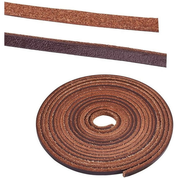 1 Strand 3mm Flat Genuine Cowhide Leather Lace Cord Braiding String Leather Strips 2.2 Yard for Belt