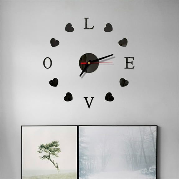 Rbaofujie Wall Clock Decorative DIY Wall Clock Mirror Sticker Home Office Decor Clock Wall Decorations for Living Room Silver