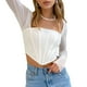 thumbnail image 4 of Txlixc Blusa de mujer, blusa de manga larga, blusa de pecho bajo, blusa de ombligo recortada Txlixc moda, 4 of 8