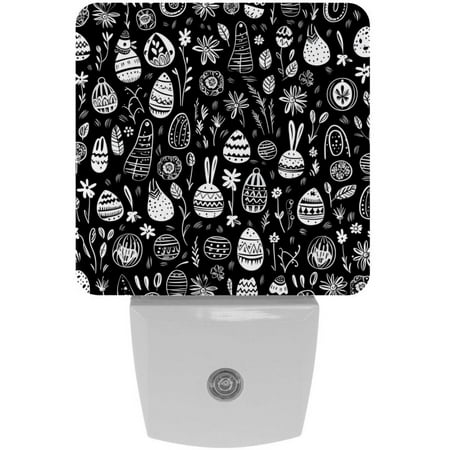 

Black and White Easter LED Square Night Lights for a Bright and Stylish Ambiance - Ideal for Bedrooms and Hallways - Energy Efficient Plugin Lamps with Auto Sensor