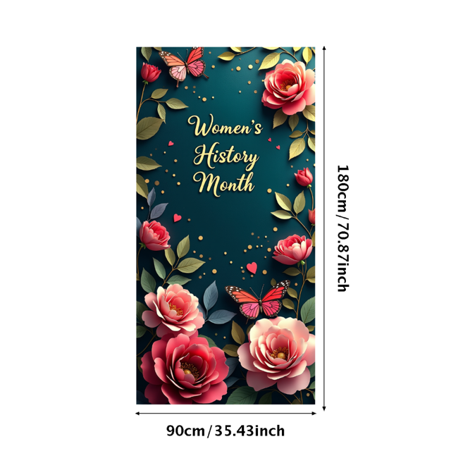 Floral Pattern Women's History Month Event Banner Celebration Decorations Colorful Backdrop Party Supplies Photography Props Festival展示Banners