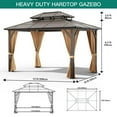 thumbnail image 4 of TROPOW Gazebos for Gardens,10x13ft Hardtop Gazebo,All Seasons Gazebos,Outdoor Polycarbonate Double Roof Canopy,Aluminum Frame Permanent Garden Tent with Curtains and Netting for Patio, Lawns,Khaki, 4 of 6