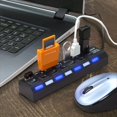 thumbnail image 4 of 7 Port High Speed USB 2.0 Hub with Individual Power Switches On Off and LEDs for Laptop PC Computer USB Flash Drive Smartphone Transfer Data Speed up to 480Mbps Supports Windows Mac OS Li, 4 of 5