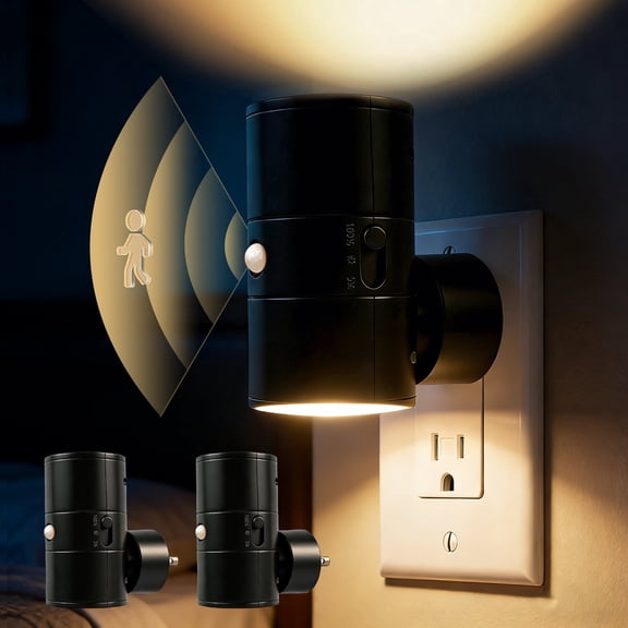 Amaopus 2 Pack Motion Sensor Night Light, Soft White 3000K, 0-100LM Adjustable Brightness, Motion Activated Night Light Plug Into Wall, Dimmable Night Lights for Kitchen, Hallway, Bedroom, Stairs