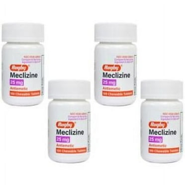 4 Pack Rugby Travel Sickness 25mg Chewables Tablets 100 Count