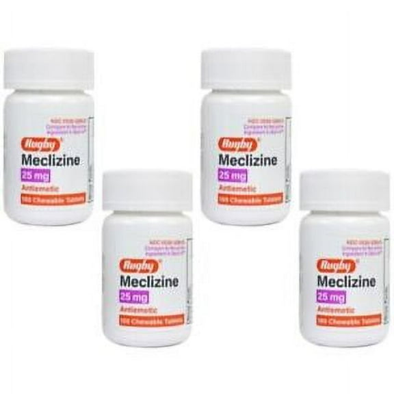 4 Pack Rugby Travel Sickness 25mg Chewables Tablets 100 Count