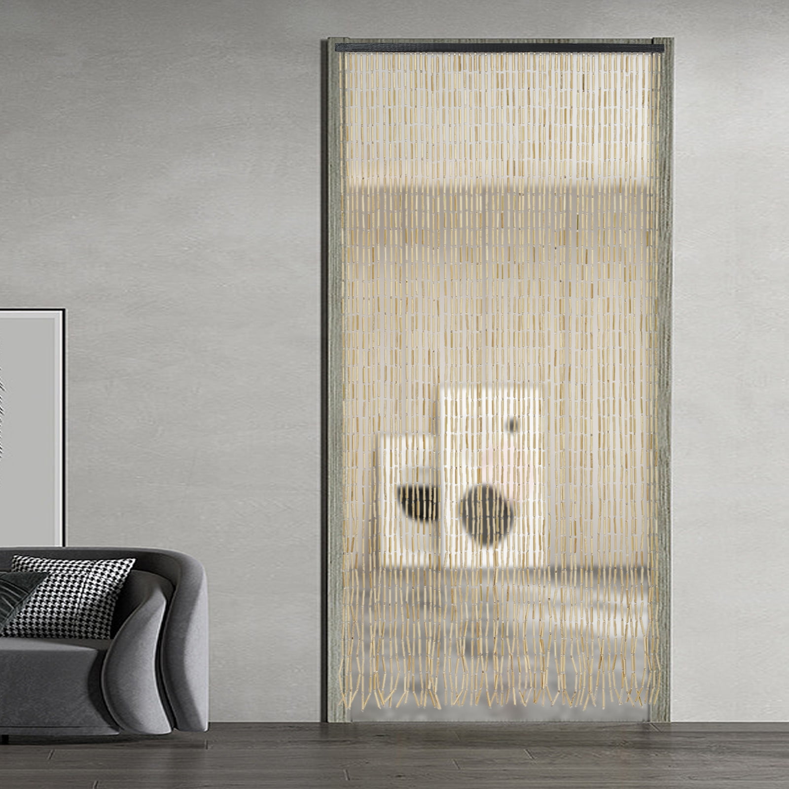 Wildnix Beaded Curtain with 60 Strands, Retro Design, Privacy Protection, Easy Installation, Natural Light Circulation, and Comfortable Indoor Environment
