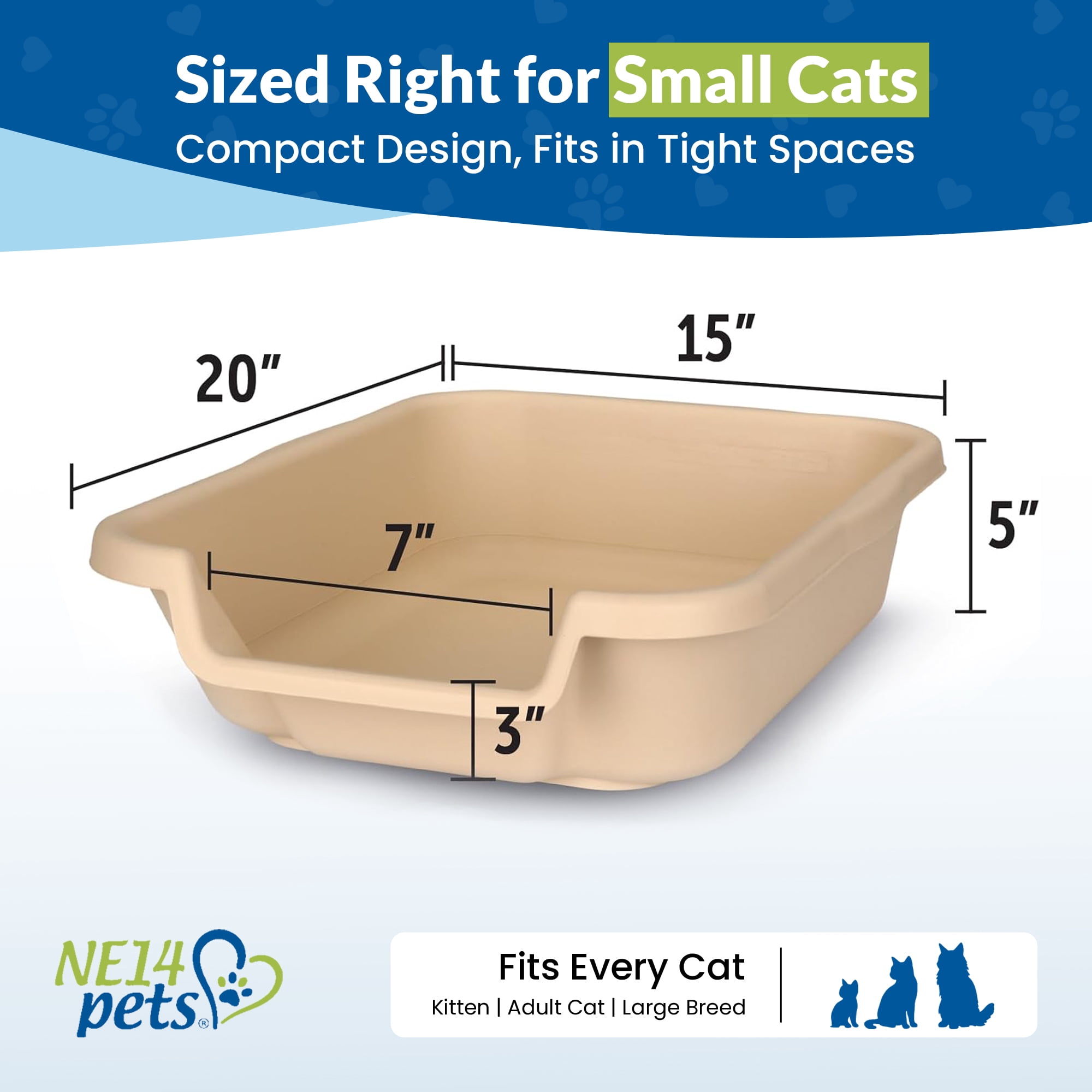 Kitty Go Here Senior Cat Litter Box Sand Color, Small Size