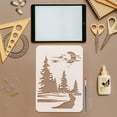 thumbnail image 3 of Moon Forest Road Painting Stencil with 1Pc Art Paint Brush 8.3x11.7" Reusable Moon and Forest Stencil Moonlight Path Template Stencil Landscape Themes Stencil for Painting on Wood Wall, 3 of 9