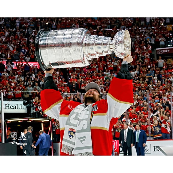 Sergei Bobrovsky Florida Panthers Unsigned 2024 Stanley Cup Champions Raising Cup Photograph