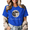 Blue-1, variant on Women's Grayscale Realistic Full Moon Bird Silhouette Copy Moon Joy Quote Graphic Cropped Short Sleeve T-shirt Classic Relaxed Fit Casual Tee For Night Sky Nature Aesthetic Lovers