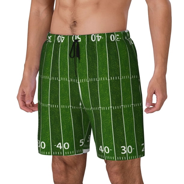Fotbe American Football Field Traje de Baño para Hombre – Shorts de Natación de Secado Rápido con Forro y Bolsillos-Large
